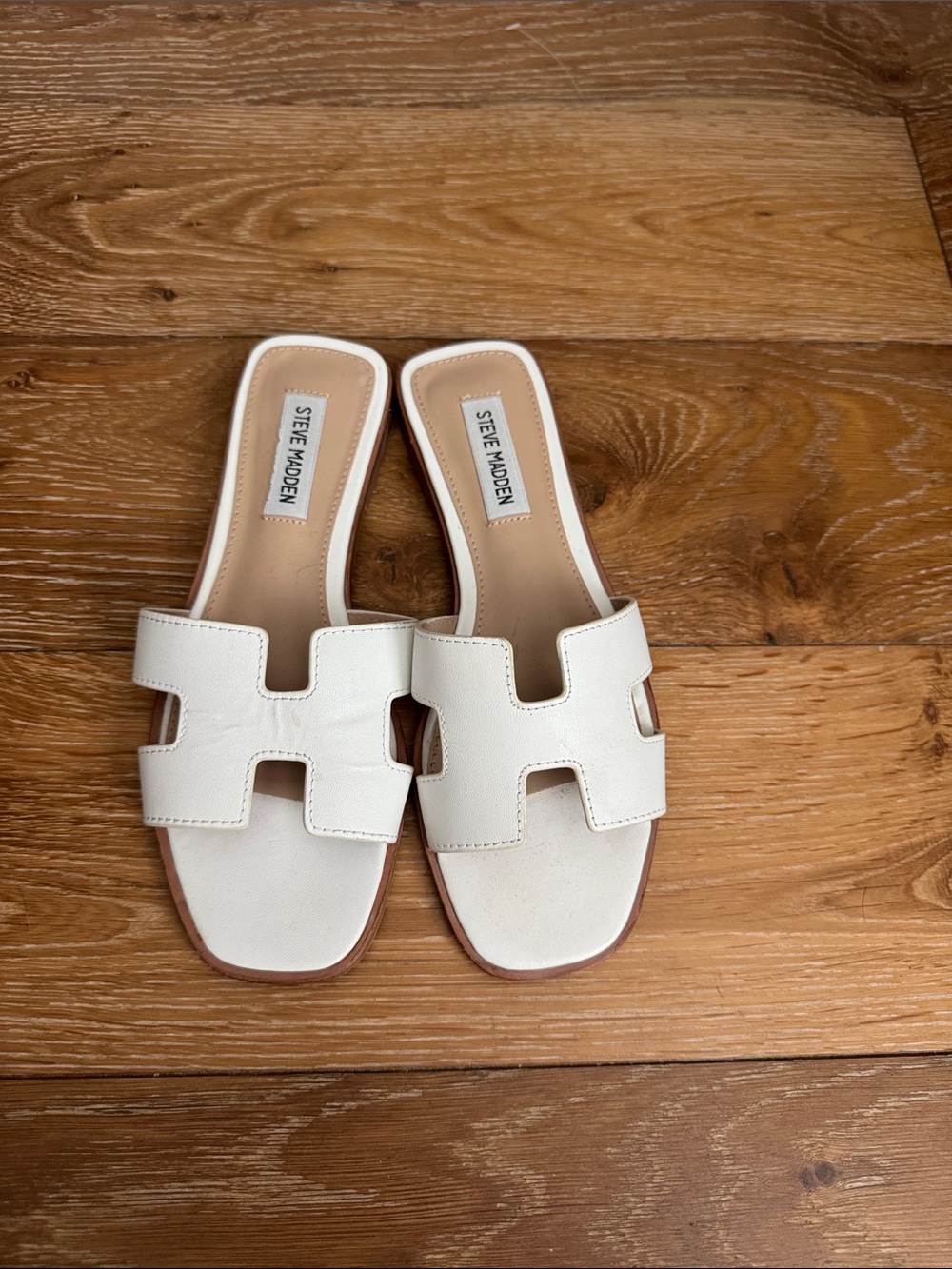Steve Madden Ivory Cutout Slide Sandals
